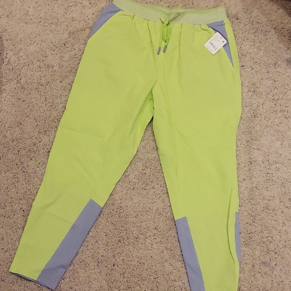 Free People Lime Green and Gray Pants
